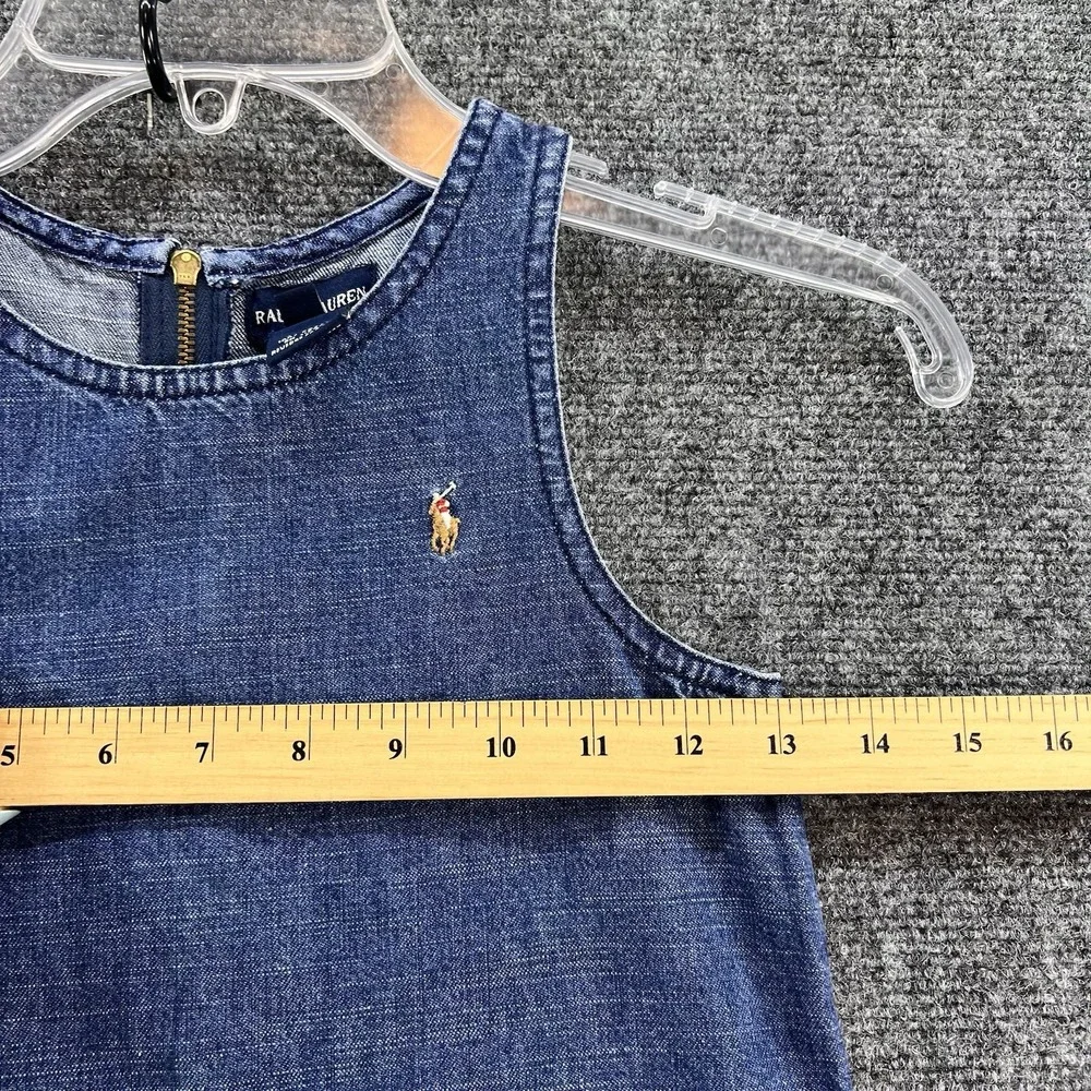 VTG Ralph Lauren Denim Dropped Waist Jumper Dress Girls 6X Sleeveless Classic